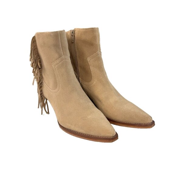 Coconuts by Matisse Jane Fringe Boot 8M Beige Suede Boho Western Chic Rodeocore - Picture 6 of 16